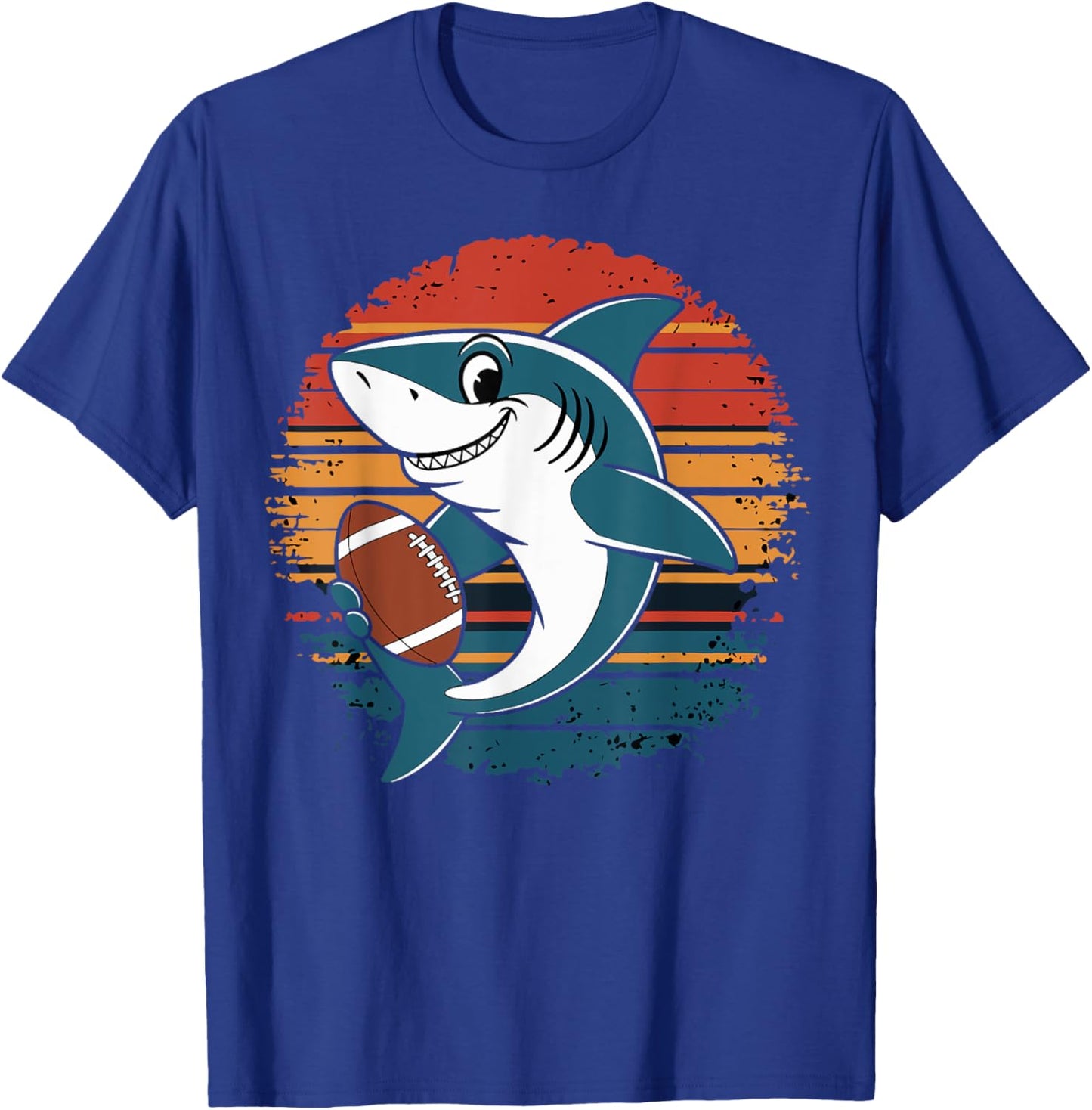shark Playing American Football retro vintage shark lovers T-Shirt - T-Shirt | Royal