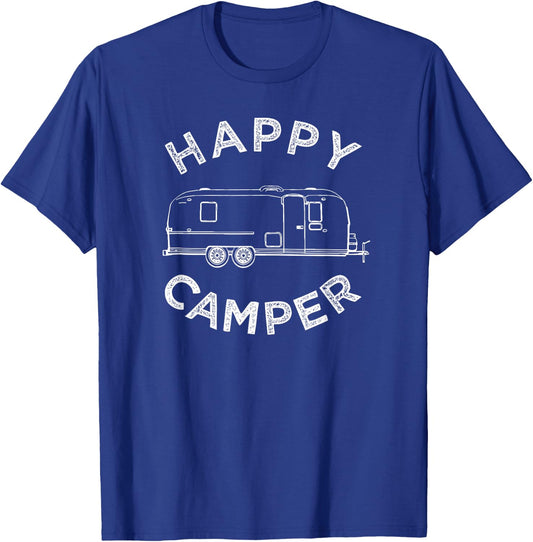 Happy Trailer Camper , Retro Camping Caravan T-Shirt - T-Shirt | Royal