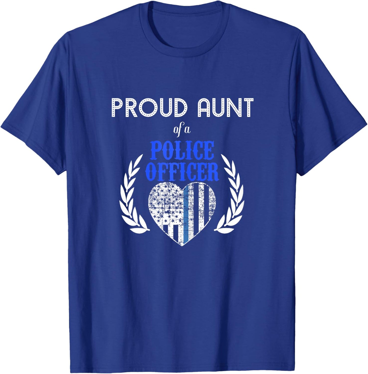 Proud Aunt of A Police Officer Blue Line Heart T-Shirt - T-Shirt | Royal