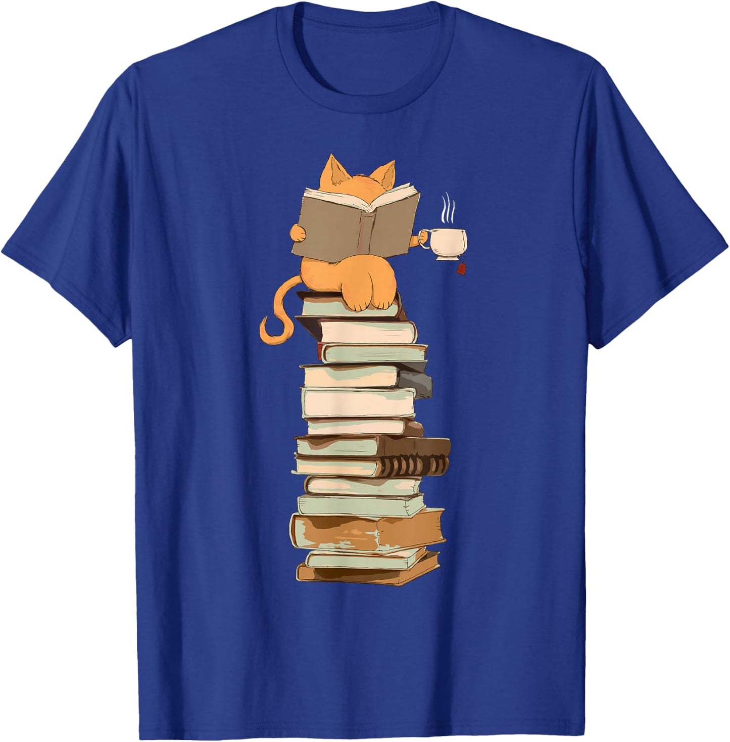 Kawaii Cat Librarian Print Cat Lover Gifts Graphic T-Shirt - T-Shirt | Royal