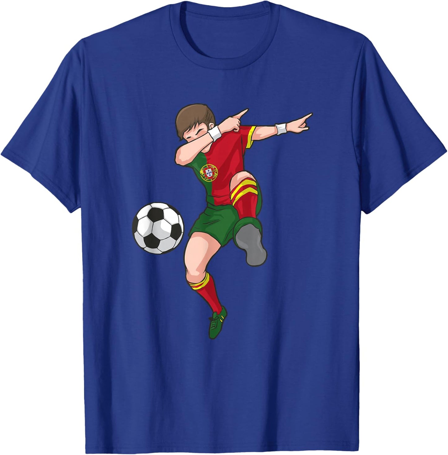 Dabbing Soccer Boy Portugal Football Shirt Portuguese Gift T-Shirt - T-Shirt | Royal