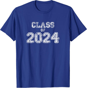 Class of 2024 | Senior 2024 Graduation Vintage School Spirit T-Shirt - T-Shirt | Royal