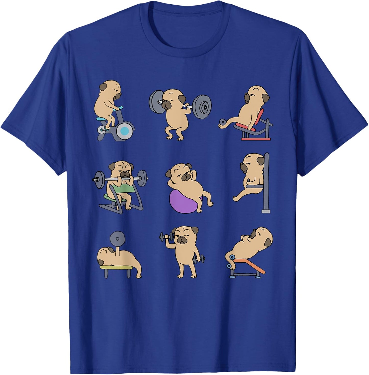 Pug Workout for a Dog Lover T-Shirt - T-Shirt | Royal