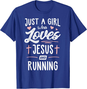 Just A Girl Who Loves Jesus and Running Gift Women T-Shirt - T-Shirt | Royal