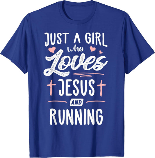 Just A Girl Who Loves Jesus and Running Gift Women T-Shirt - T-Shirt | Royal
