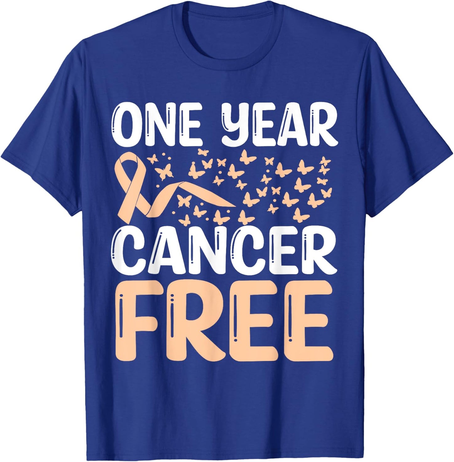 1 Year Uterine Cancer Free Uterine Cancer Survivor Awareness T-Shirt - T-Shirt | Royal