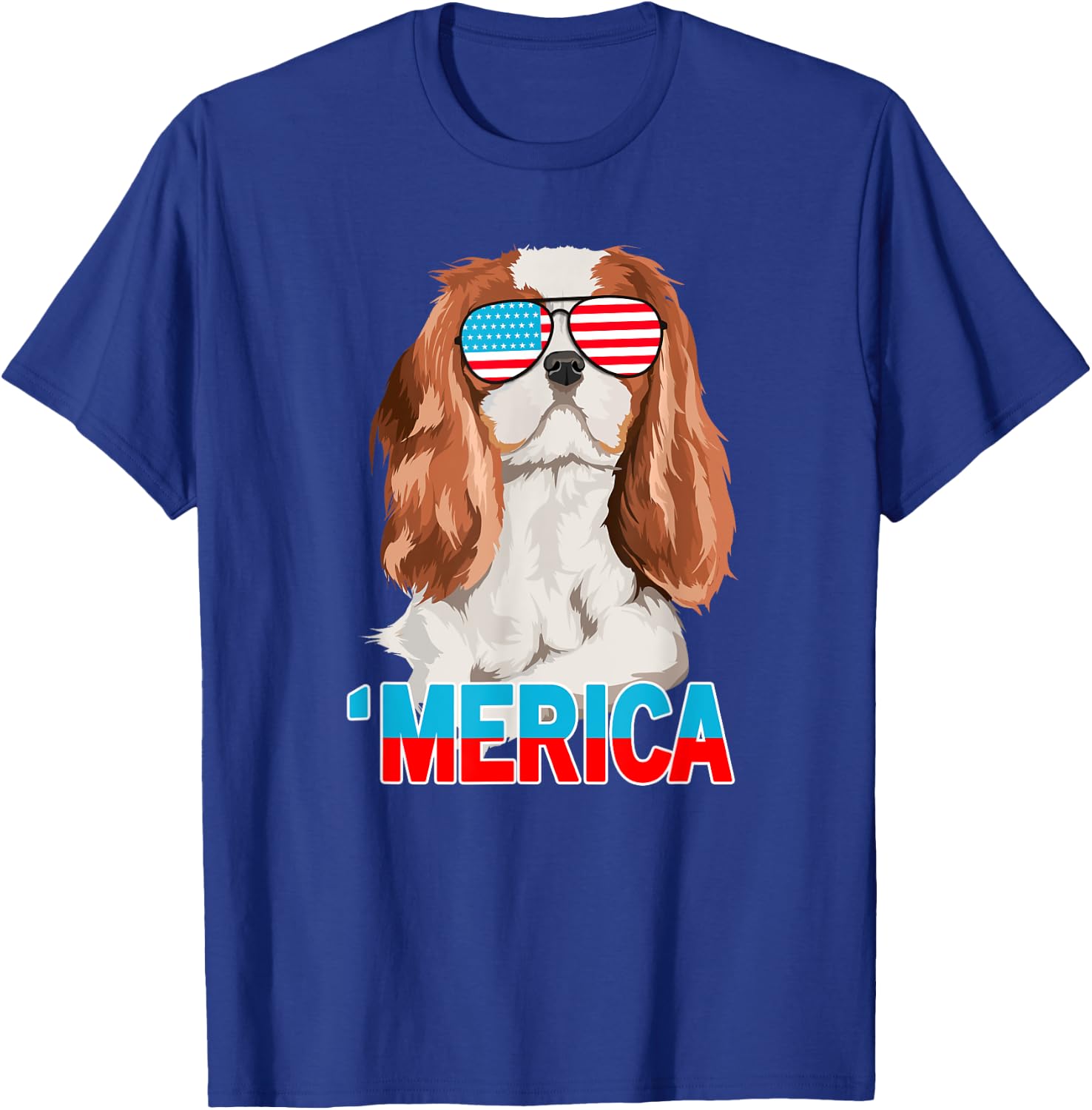 Merica Cavalier King Charles Spaniel USA 4th Of July T-Shirt - T-Shirt | Royal