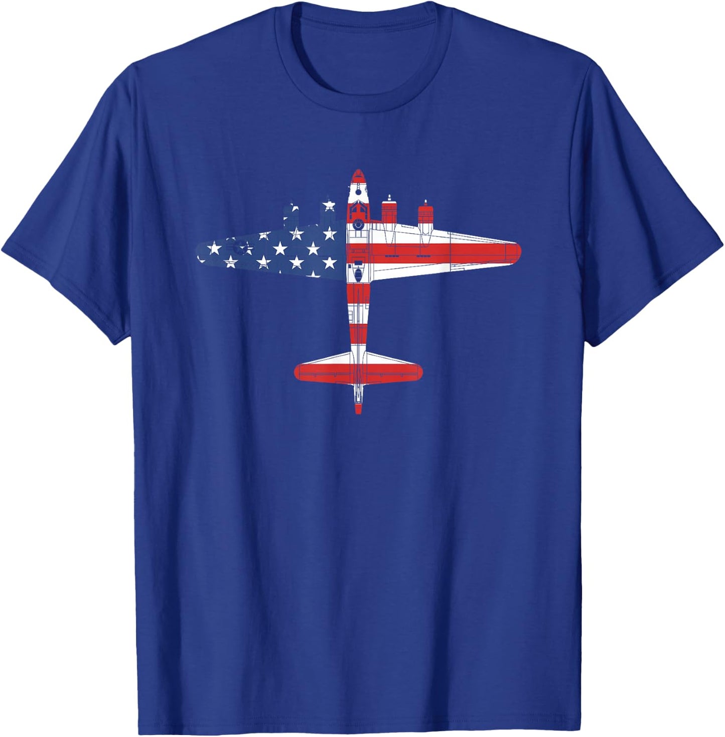 Vintage WW2 B-17 Flying Fortress Airplane American Flag T-Shirt - T-Shirt | Royal