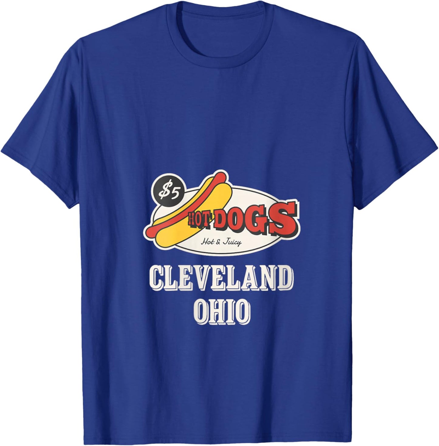 Women's Cleveland Ohio Hot Dogs Juicy Retro Food V-Neck T-Shirt - T-Shirt | Royal