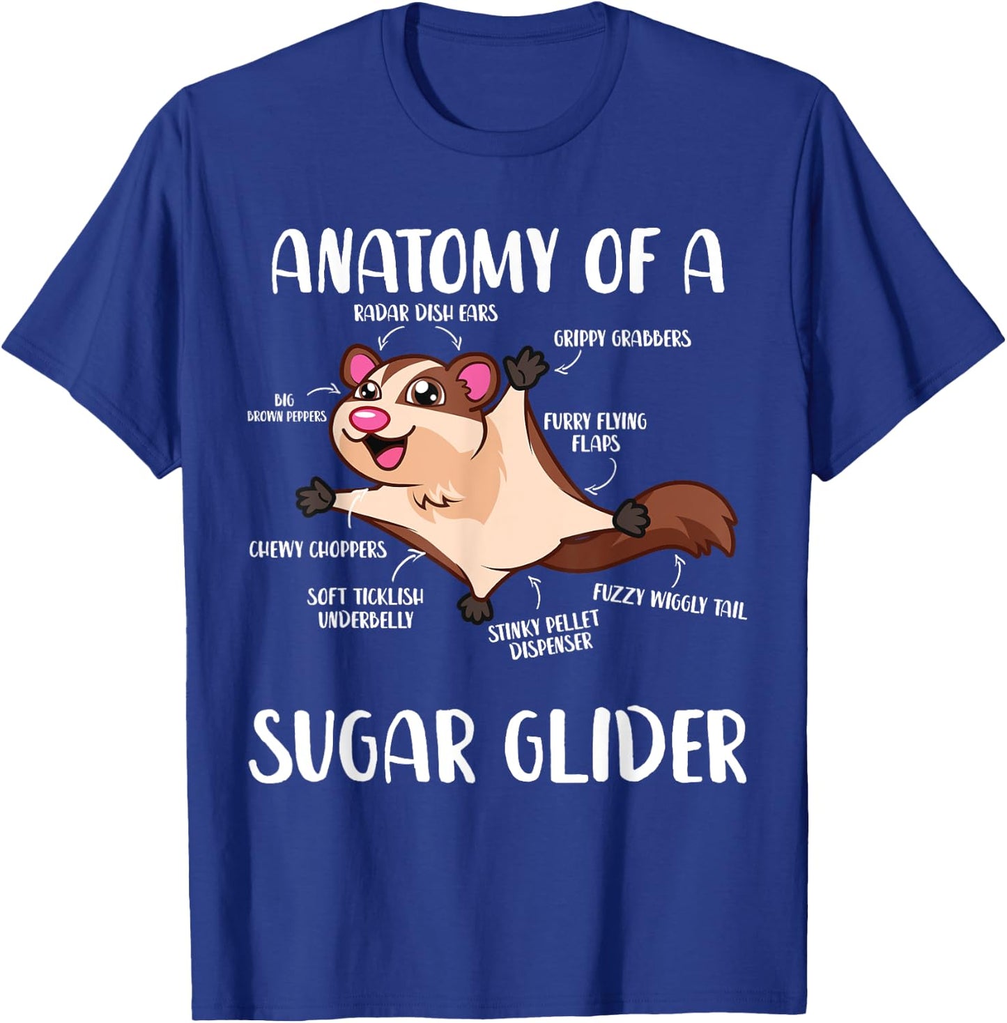 Anatomy Of A Sugar Glider Funny Cute Sugar Glider Gift T-Shirt - T-Shirt | Royal