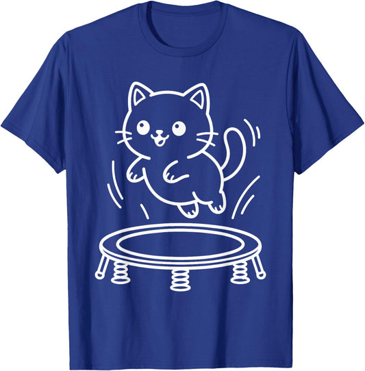 Kawaii Cat Trampoline Synchronised Trampolining T-Shirt - T-Shirt | Royal