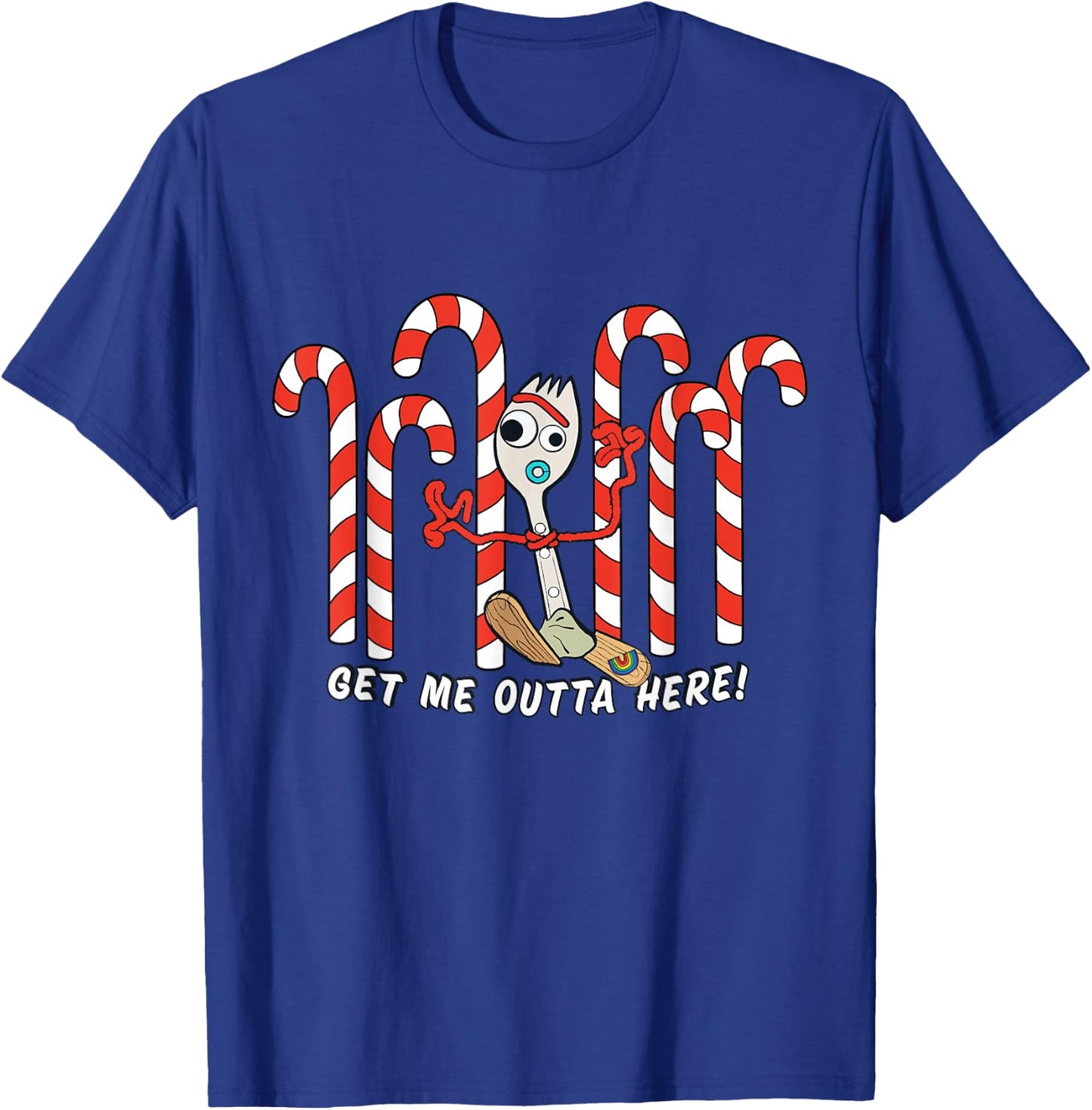 Toy Story 4 Forky Get Me Outta Here Candy Canes Holiday T-Shirt - T-Shirt | Royal