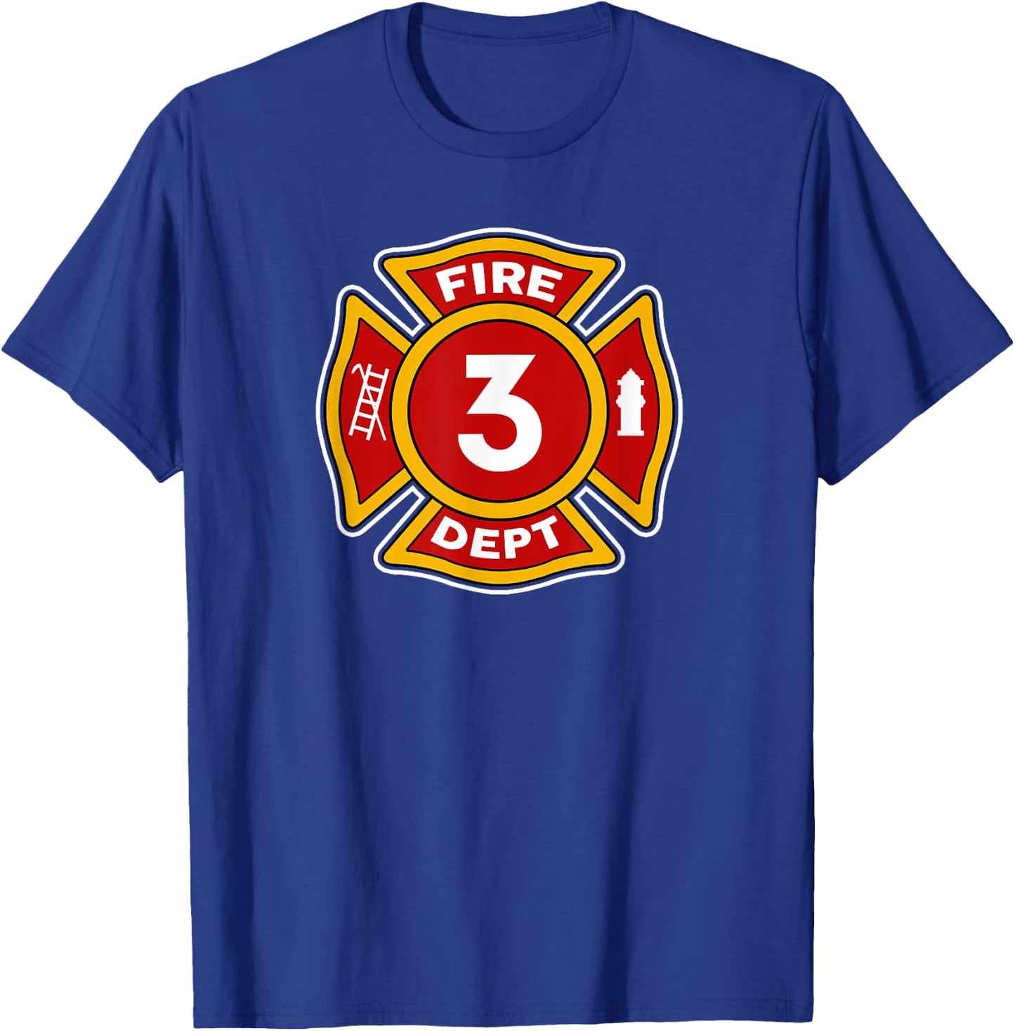 Fire 3 Dept Shirt | Firefighter Hero 3rd Birthday Boys Gift T-Shirt - T-Shirt | Royal