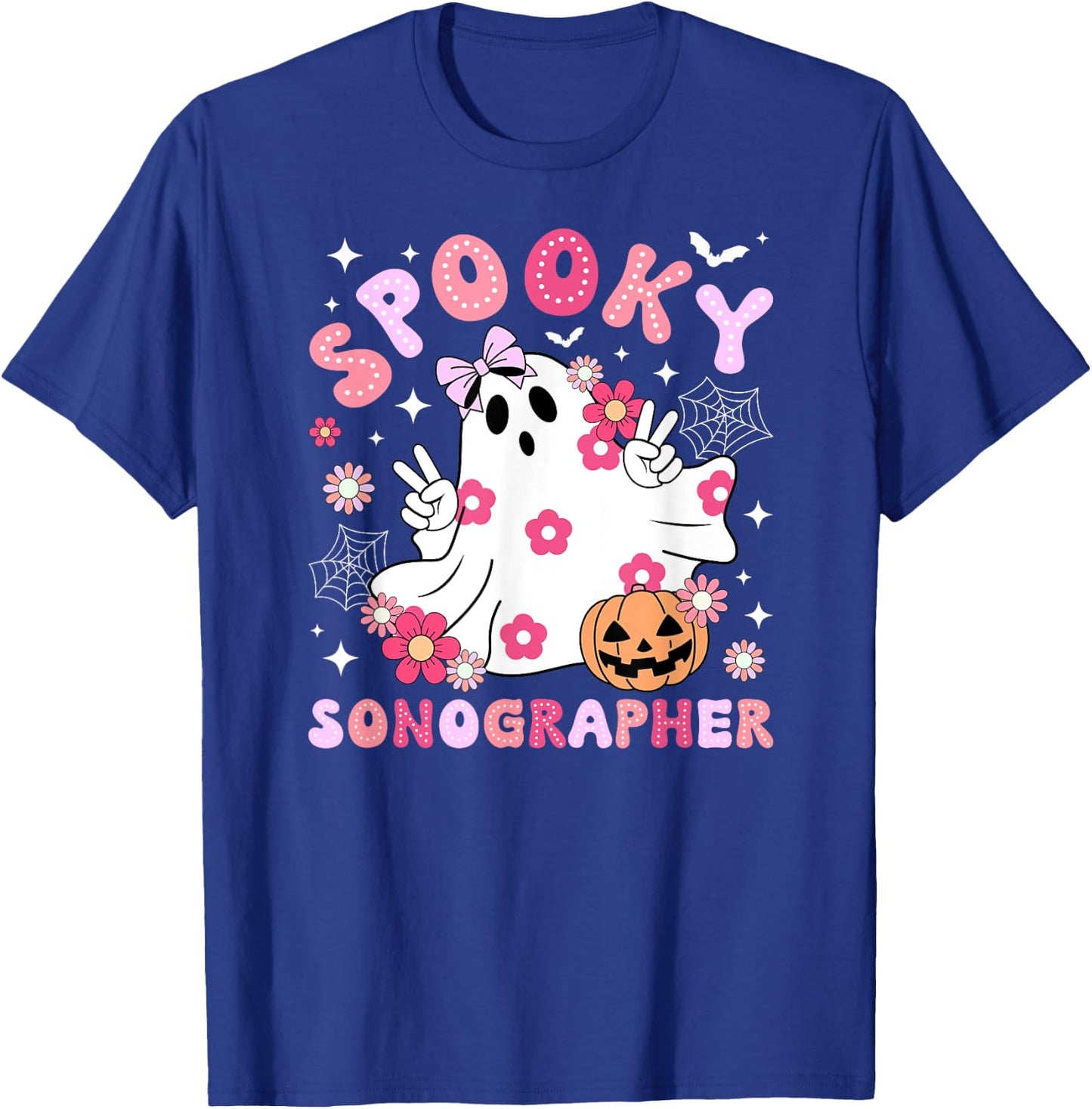 Spooky Sonographer Halloween Sonography Groovy T-Shirt - T-Shirt | Royal