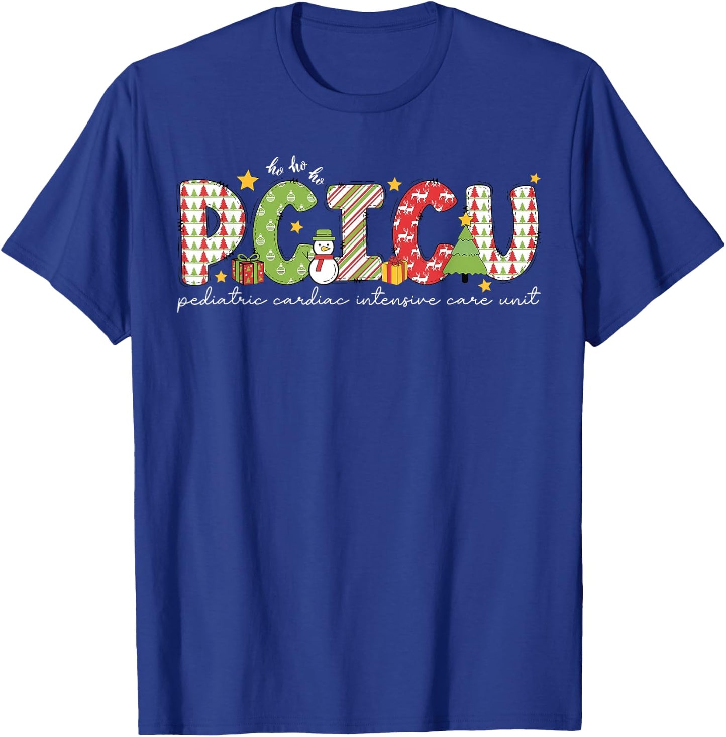 PCICU Nurse Christmas Peds CICU Cardiac Intensive Care Unit T-Shirt - T-Shirt | Royal