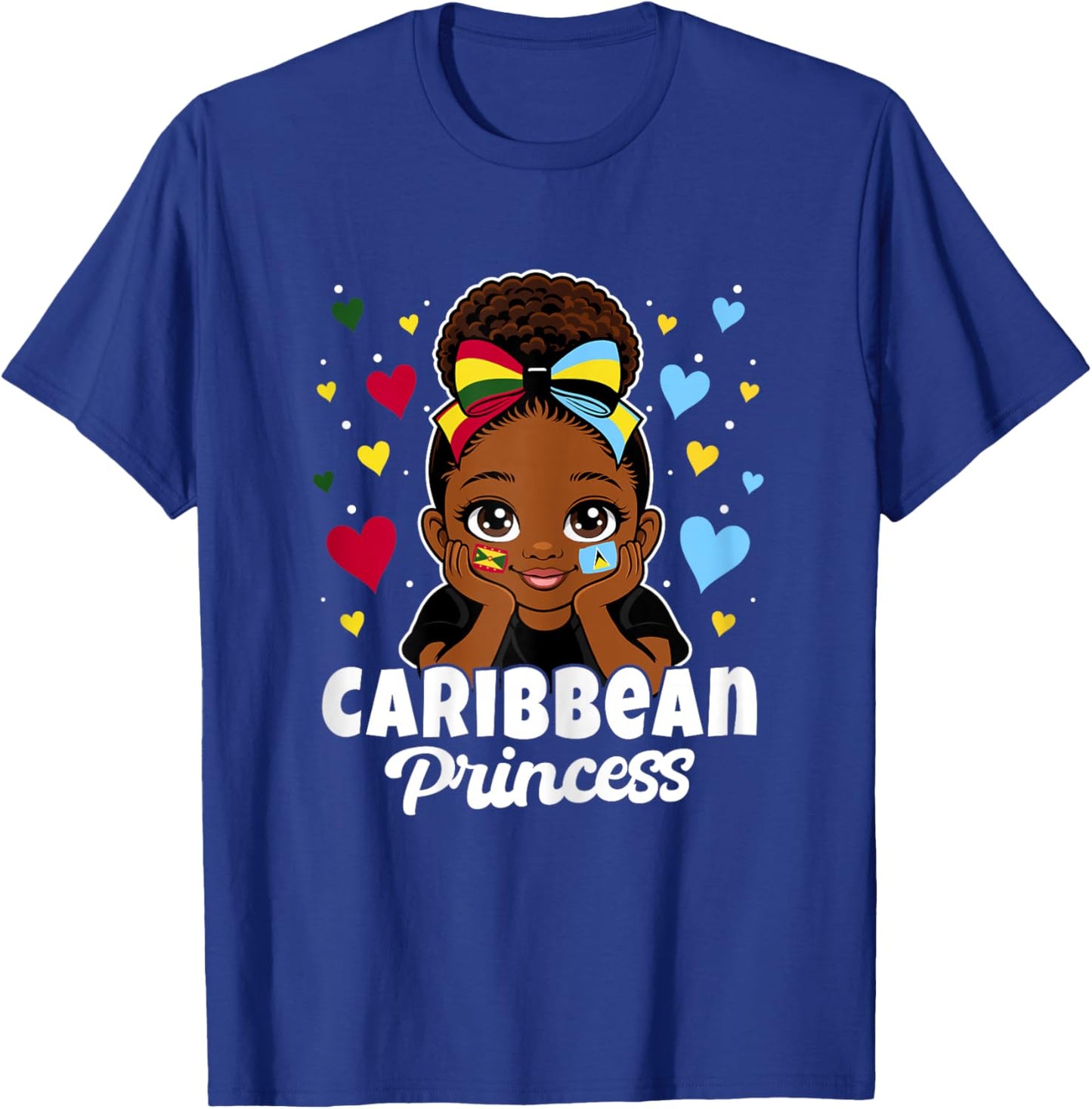 Caribbean Princess Girl Grenada and St Lucia Flag Heritage T-Shirt - T-Shirt | Royal