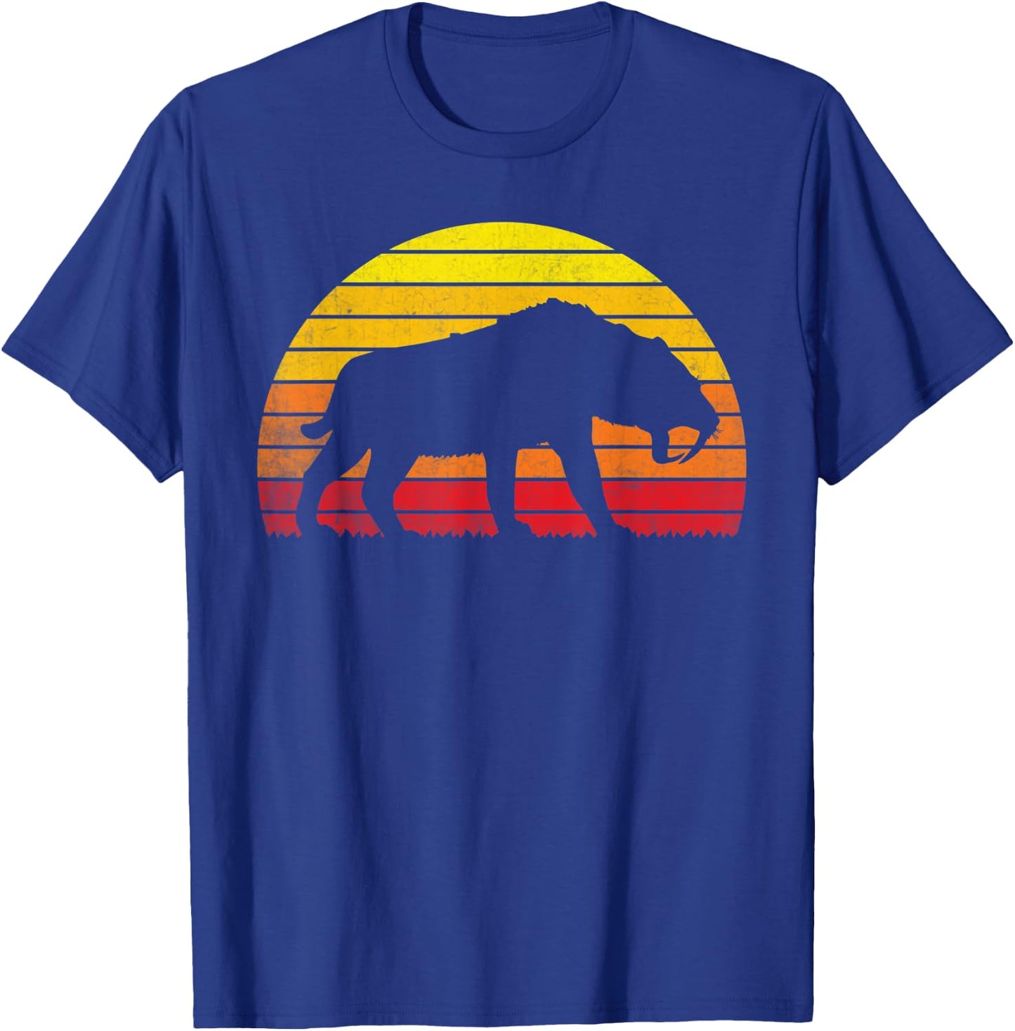 Smilodon Sunset Vintage Retro Saber-Toothed Tiger T-Shirt - T-Shirt | Royal