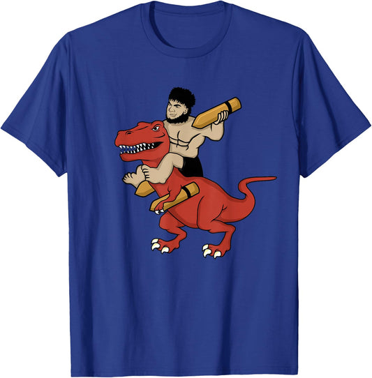 Vintage WW2 327th Bomb Squadron Gorilla Man Riding A T-Rex T-Shirt - T-Shirt | Royal