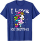 Ice Dancing Cute I Love Ice Skating Rainbow Unicorn Girl T-Shirt - T-Shirt | Royal