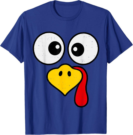 Funny Turkey Face Fall Thanksgiving Party Family Costume T-Shirt - T-Shirt | Royal
