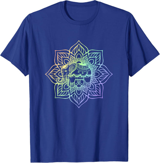 Rainbow Elephant Mandala | Spiritual New Age Buddhist Yoga T-Shirt - T-Shirt | Royal