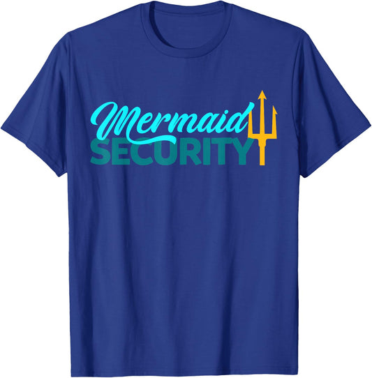 Mermaid Security Birthday Party Matching Dad Boys T-Shirt - T-Shirt | Royal