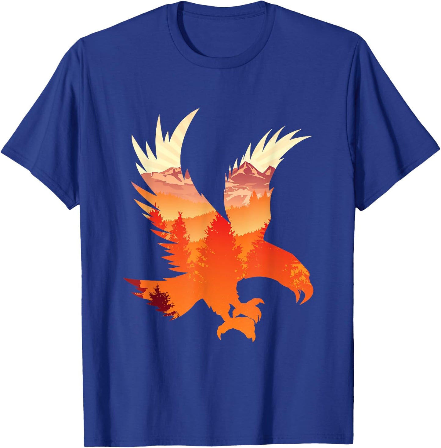 Eagle National Bird Patterned Landscape Wildlife T-Shirt - T-Shirt | Royal