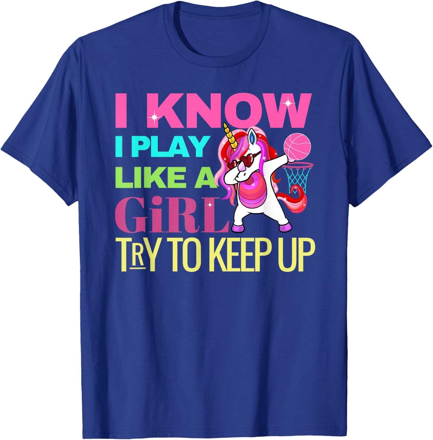 Envy Design Girls Basketball 's Dabbing Unicorn Gift Girls T-Shirt - T-Shirt | Royal