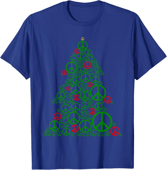 PEACE SIGN Christmas Tree | Hippies Xmas Shirts 3XL Brown T-Shirt - T-Shirt | Royal