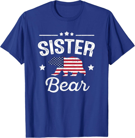 Sister Bear Patriotic Flag Matching 4th Of July T-Shirt - T-Shirt | Royal