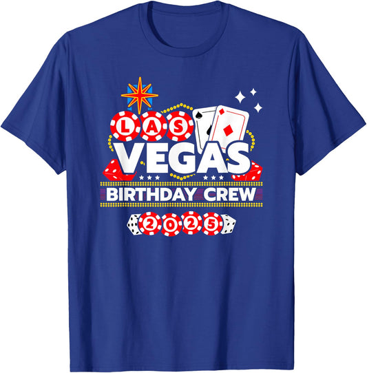 Las Vegas Birthday 2025 - Vegas Birthday Crew - Black, -Adults, Short Sleeve, , Novelty T-Shirt - T-Shirt | Royal