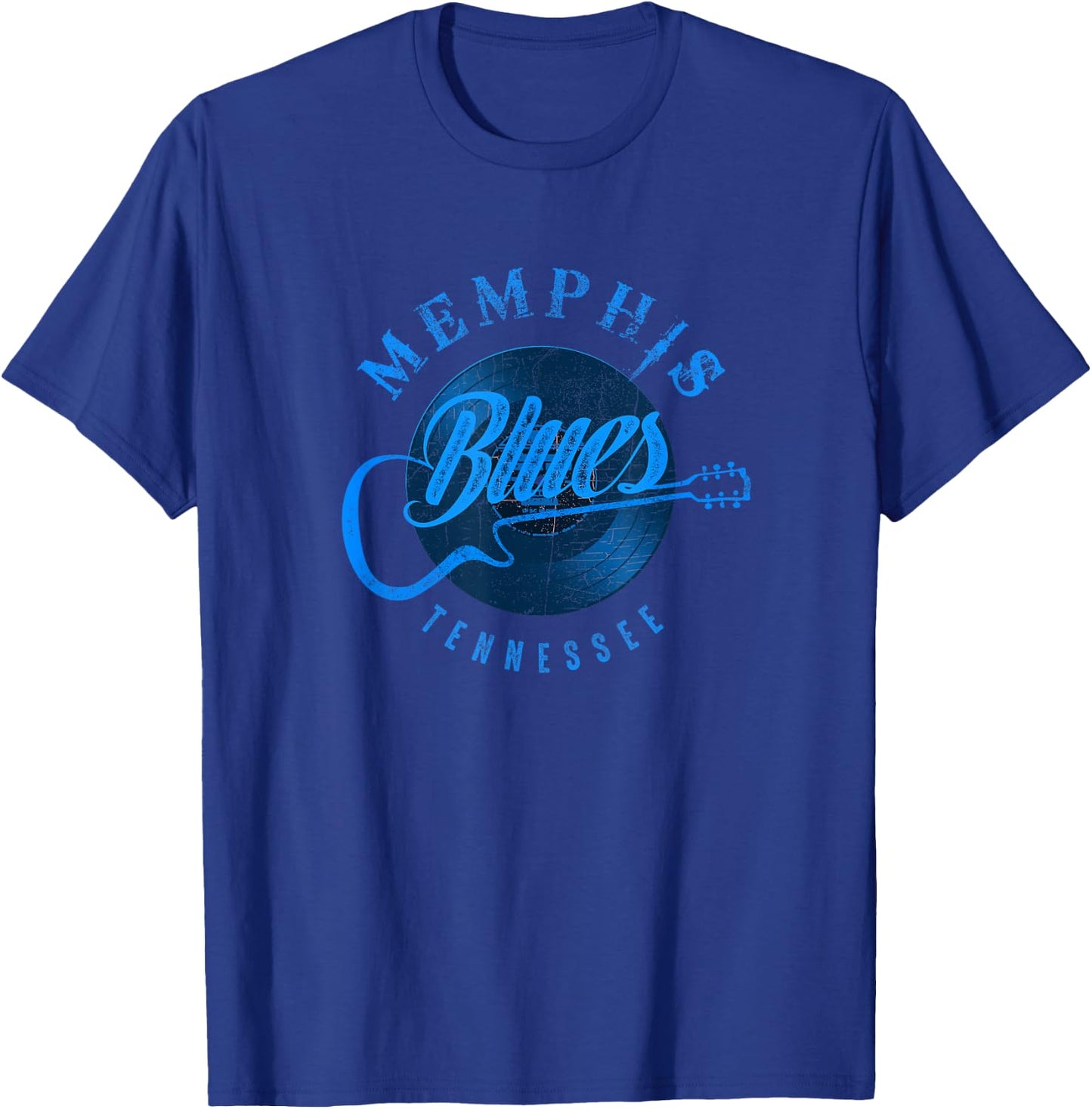 Memphis Blues Music Blue Guitar Vintage T-Shirt - T-Shirt | Royal