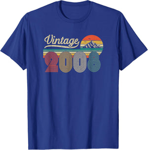 18th Birthday Boy Girl - Vintage Born in 2008 Classic Retro T-Shirt - T-Shirt | Royal