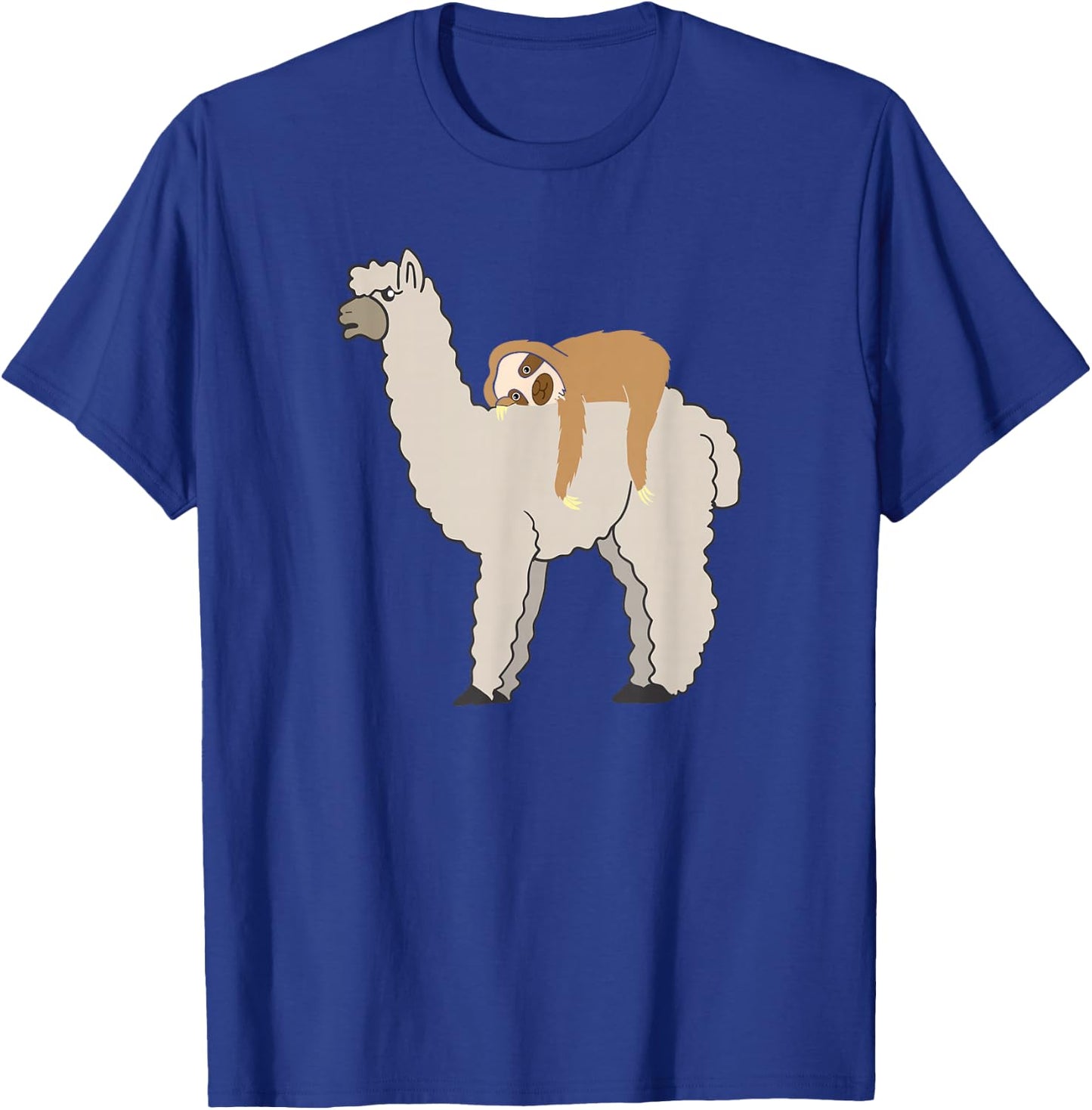 Cute & Funny Sloth Riding Llama T-Shirt - T-Shirt | Royal