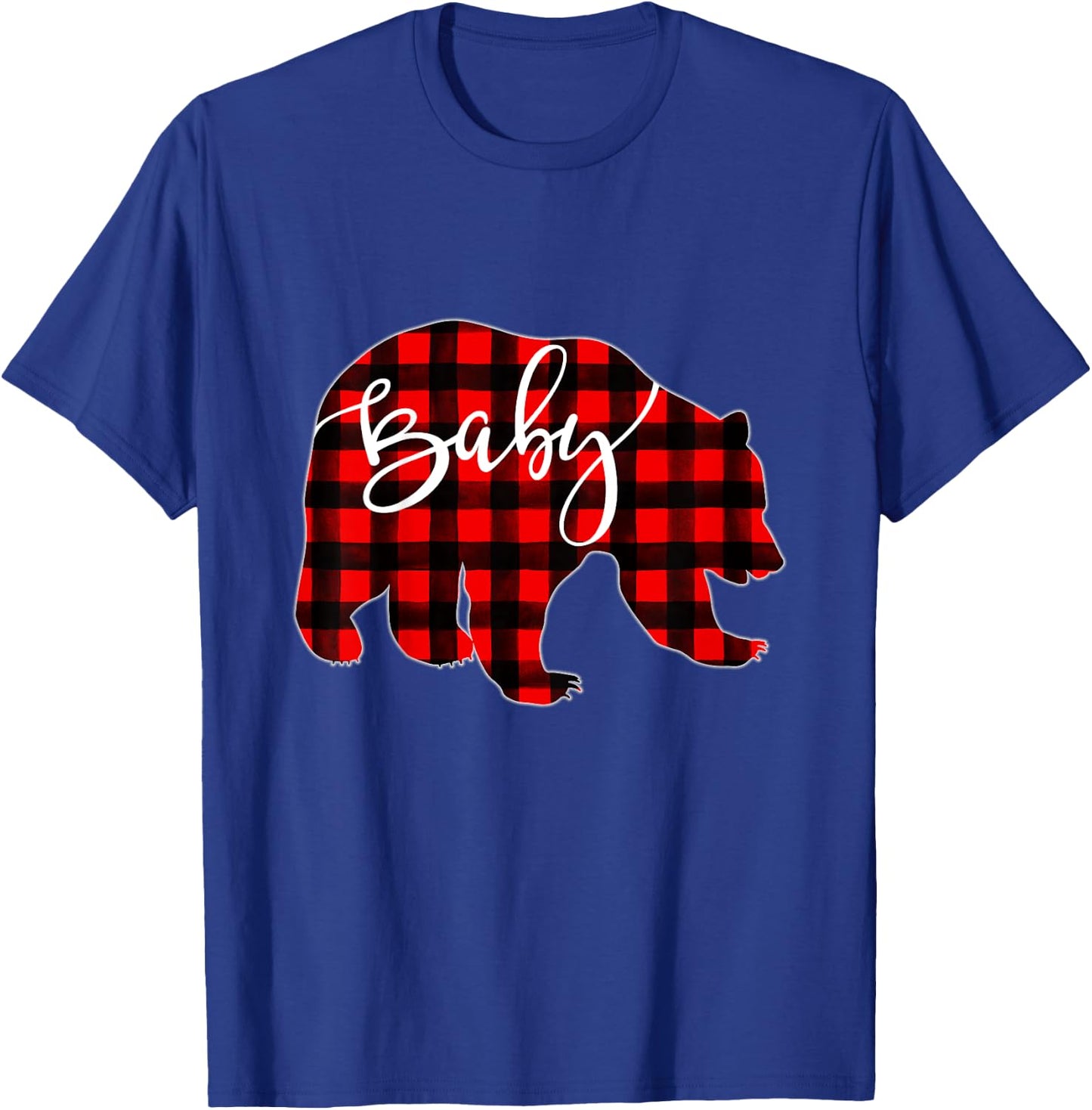 Kids Red Plaid Baby Bear Matching Family Christmas Eve Buffalo T-Shirt - T-Shirt | Royal