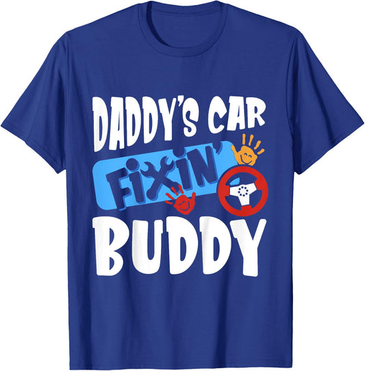 Kids Daddy's Car Fixin Buddy Mechanic Dad And Son Gift Boys T-Shirt - T-Shirt | Royal