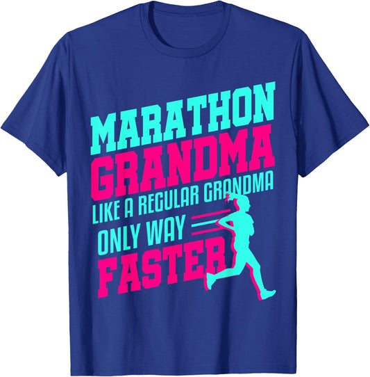 Grandma Marathon Race Runner Half First Race Gift Women Her T-Shirt - T-Shirt | Royal