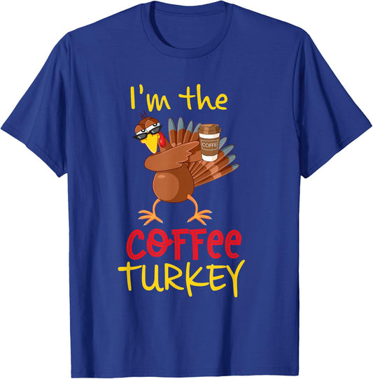 Coffee Turkey Matching Family Group Thanksgiving Party T-Shirt - T-Shirt | Royal