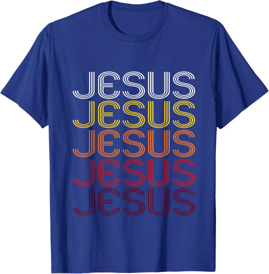 Jesus Retro Wordmark Pattern - Vintage Style T-Shirt - T-Shirt | Royal