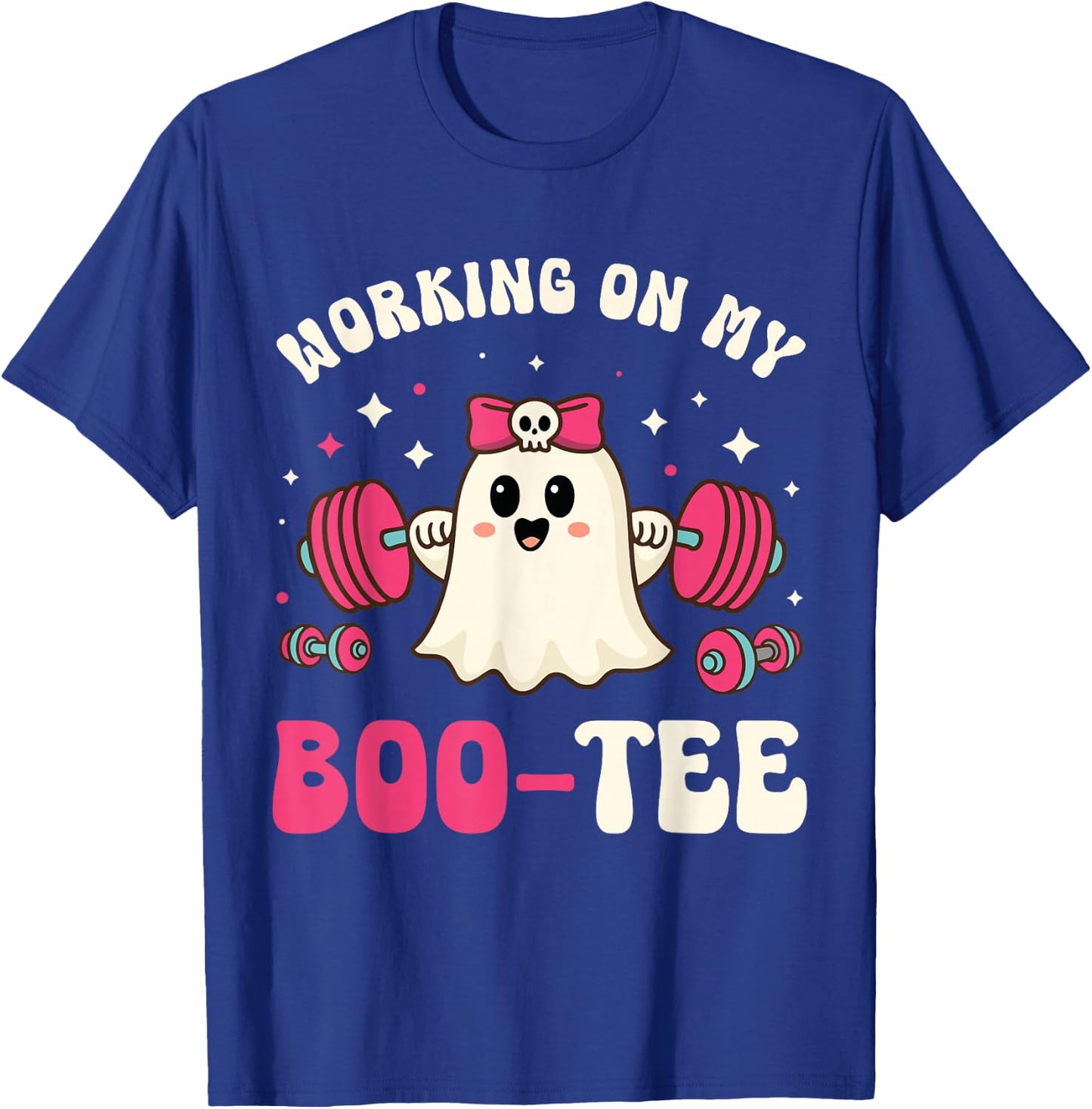 Working on My Boo Funny Gym Halloween Dead Lift Ghost T-Shirt - T-Shirt | Royal