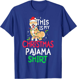 Shiba Inu Tree Lights Dog This Is My Christmas Pyjama Shirt Men Women Kids T-Shirt - T-Shirt | Royal