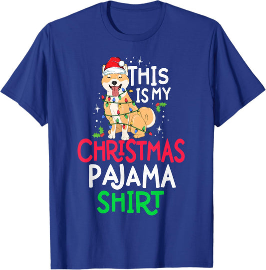 Shiba Inu Tree Lights Dog This Is My Christmas Pyjama Shirt Men Women Kids T-Shirt - T-Shirt | Royal
