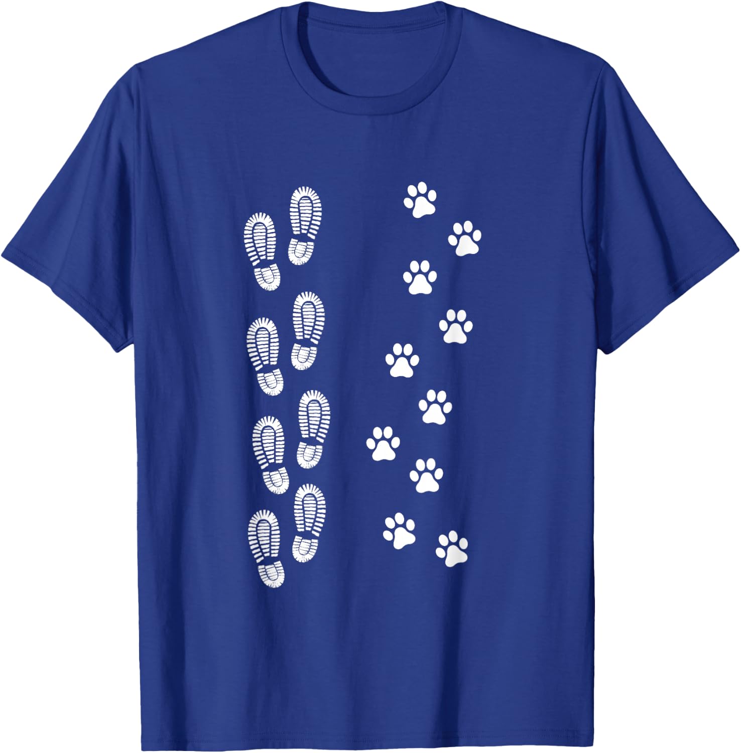 Dog and Man Hiking Dog Hiker People that Hike With Dogs Paw T-Shirt - T-Shirt | Royal