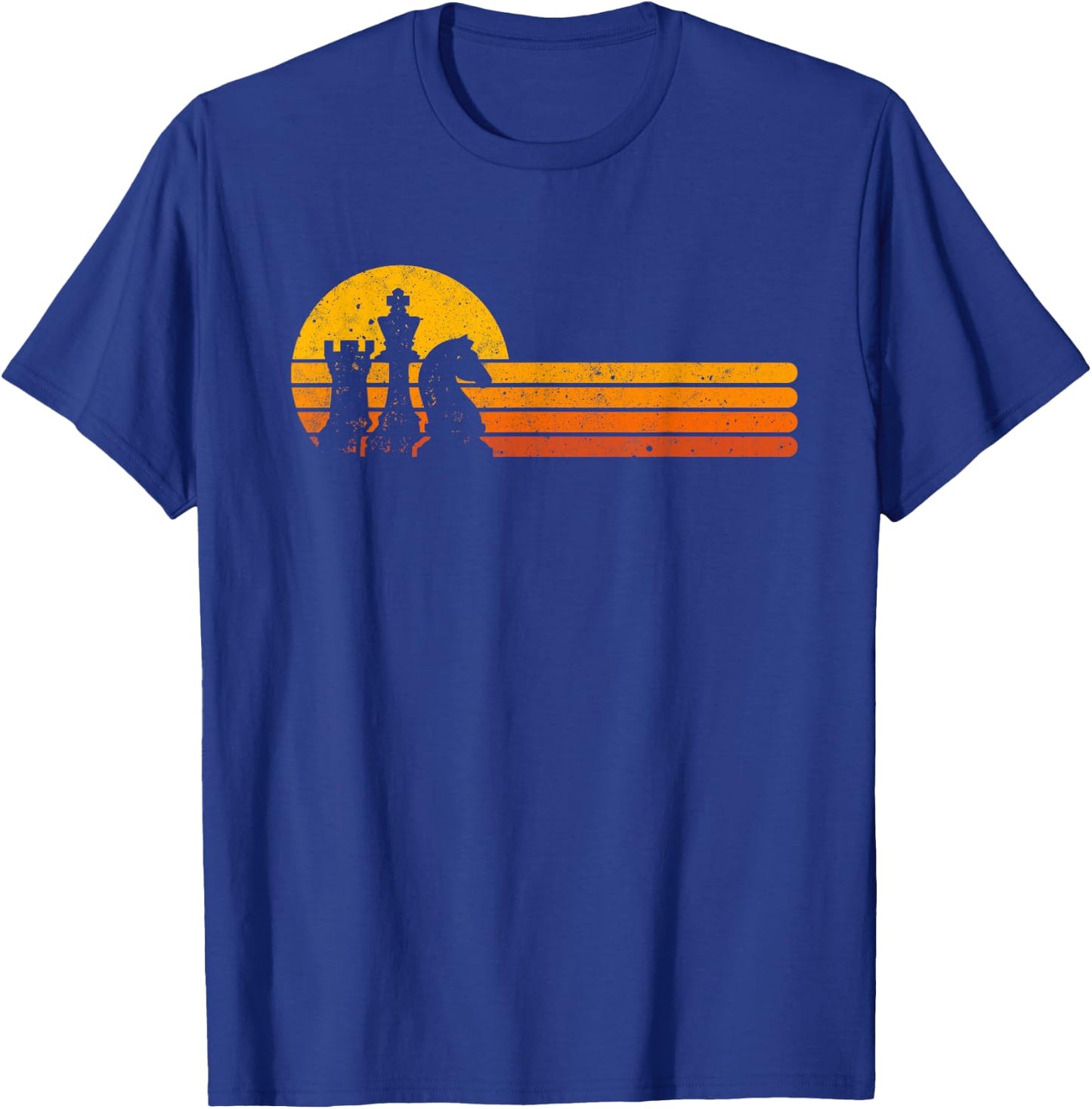 Vintage Chess Player Retro Sunset Design Chess Pieces T-Shirt - T-Shirt | Royal