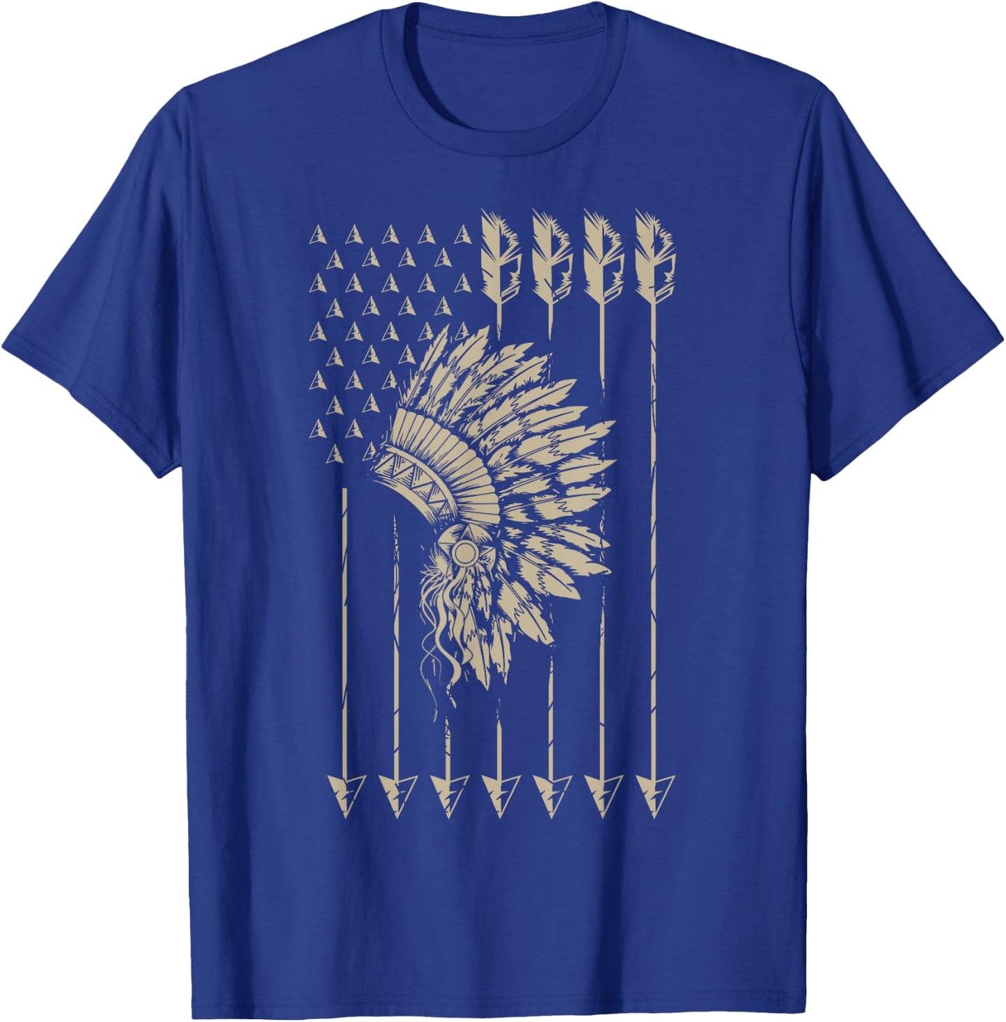 Cool Native American Arrow And Teepee Flag Shirt Funny Gift T-Shirt - T-Shirt | Royal