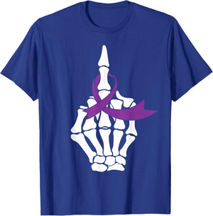 Fuck Pancreatic Cancer Middle Finger Purple Ribbon Shirt T-Shirt - T-Shirt | Royal