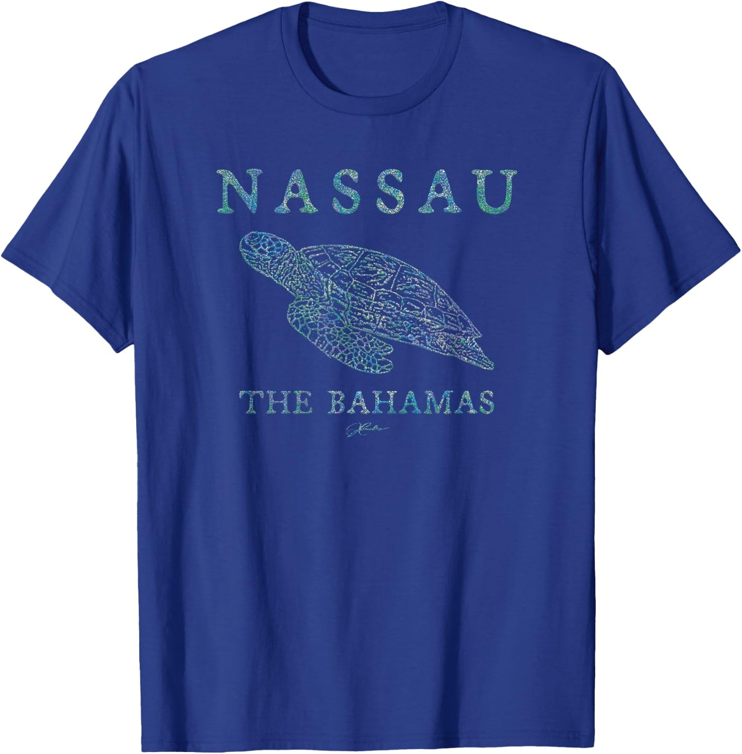 JCombs: Nassau, The Bahamas, Gliding Sea Turtle (Distressed) T-Shirt - T-Shirt | Royal