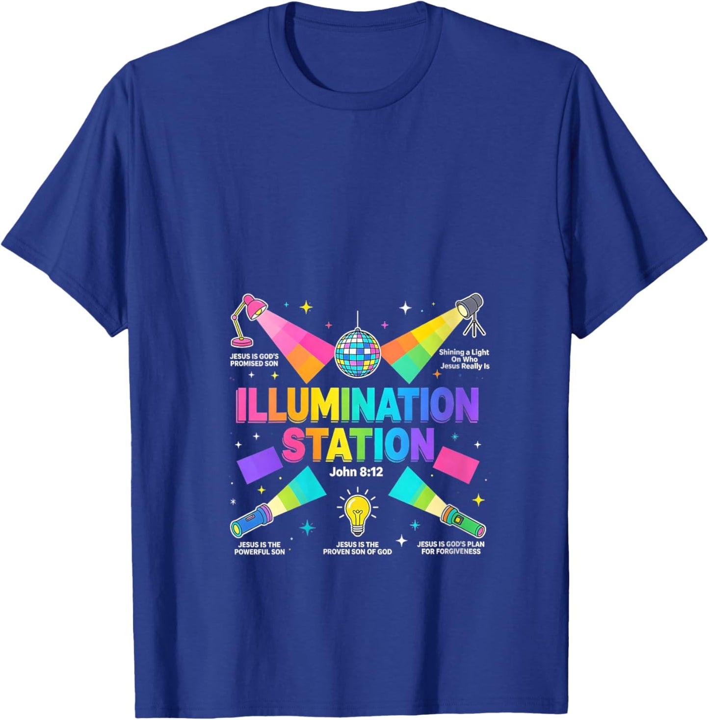 Women's Illumination Station VBS 2026 Shining Light Who Jesus Really V-Neck T-Shirt - T-Shirt | Royal