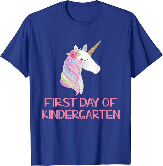 Cute First Day of Kindergarten Unicorn Shirt for Girls T-Shirt - T-Shirt | Royal