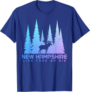 New Hampshire Live Free Or Die Moose Nature Lover T-Shirt - T-Shirt | Royal